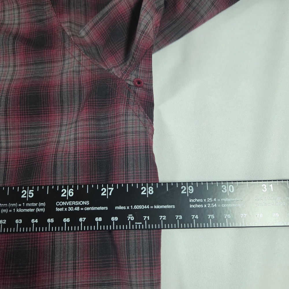 Ariat Pro Series Mens XXL Tall Burgundy Black Plaid Stretch Button Down Shirt - Picture 9 of 10